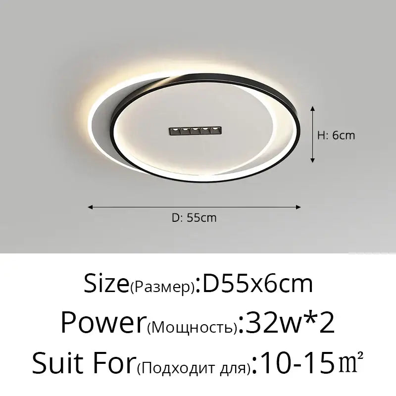 Modern minimalist decorbites led chandelier lights with black and white circular design and illuminated ring for indoor use
