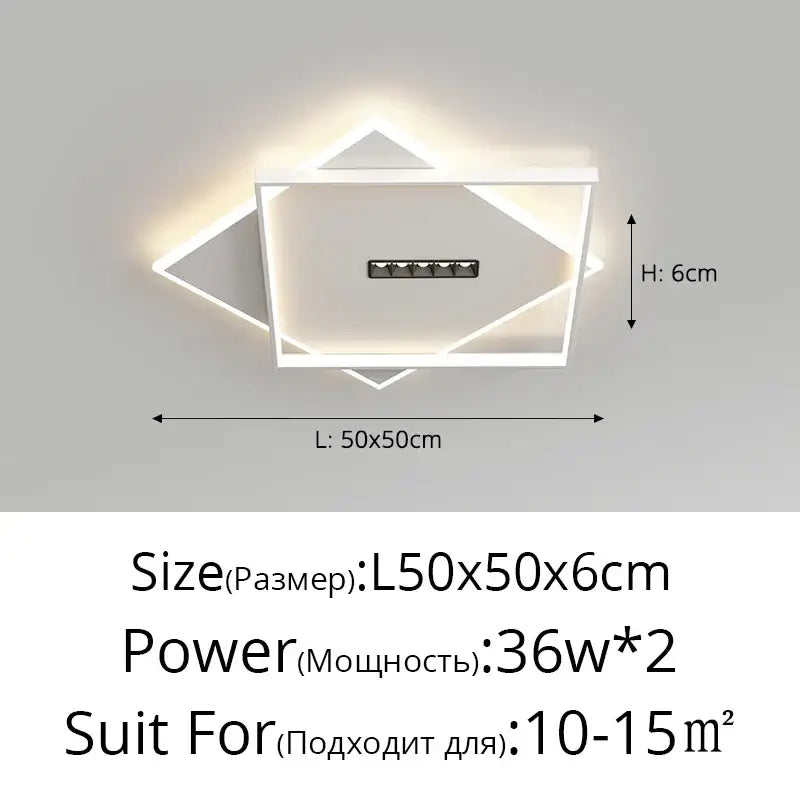 Modern geometric led chandelier lights by decorbites with sleek white frame and illuminated triangular accents for indoor decor