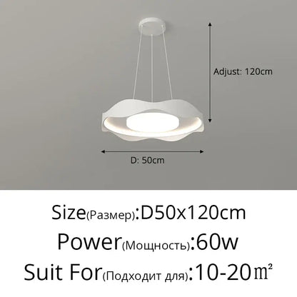 Modern white wave-like pendant light with adjustable height decorbites led chandelier for indoor kitchen and dining decor