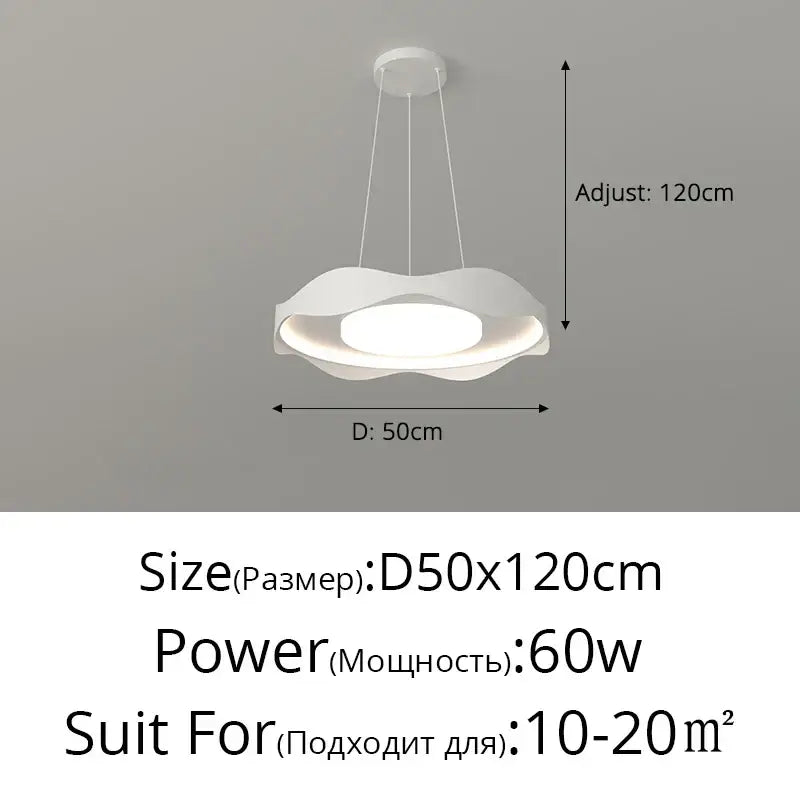 Modern white wave-like pendant light with adjustable height decorbites led chandelier for indoor kitchen and dining decor