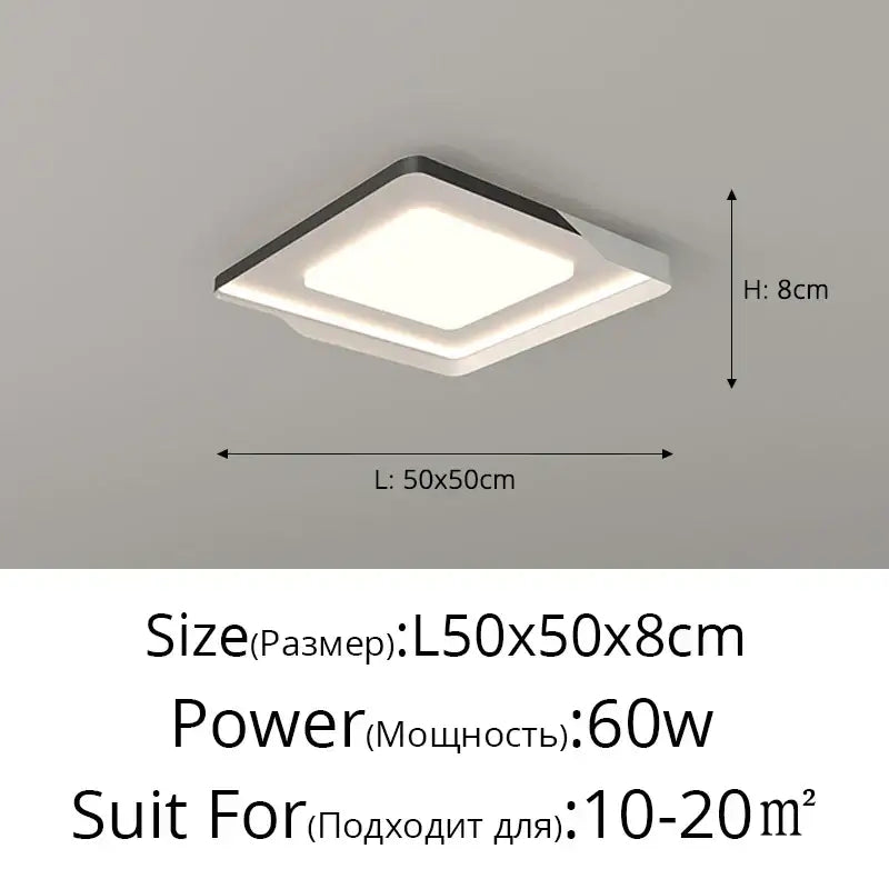 Modern square led chandelier light by DecorBites featuring a sleek white and black frame with soft ambient illumination
