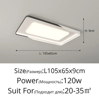 Modern rectangular led chandelier light with white and black frame 105x65cm for decorbites led chandelier lights