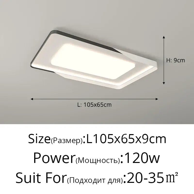 Modern rectangular led chandelier light with white and black frame 105x65cm for decorbites led chandelier lights