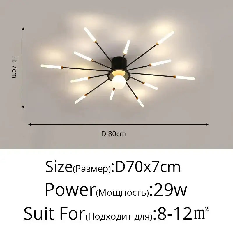 Black and gold DecorBites LED chandelier lights with white cylindrical arms for modern indoor lighting