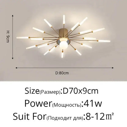 Modern gold-toned decorbites led chandelier lights with frosted glass rods for indoor living room and bedroom lighting