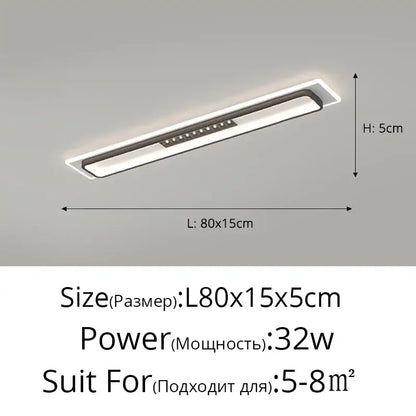 Modern minimalist decorbites led chandelier lights with sleek white rectangular design and slim black trim 80x15cm