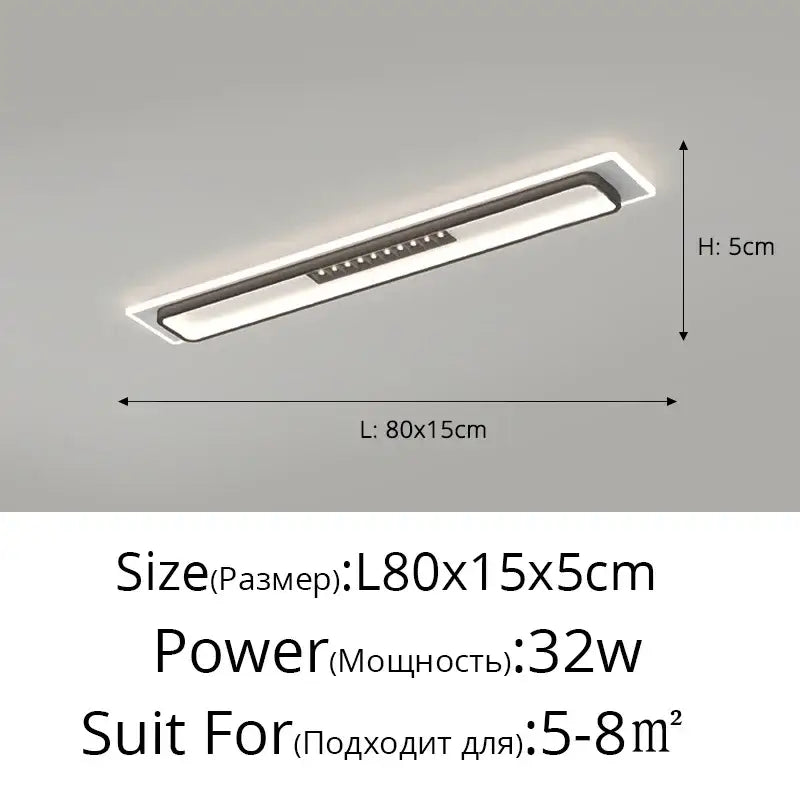 Modern minimalist decorbites led chandelier lights with sleek white rectangular design and slim black trim 80x15cm