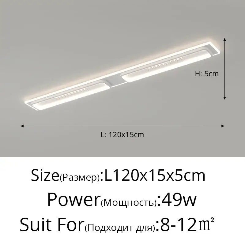 A sleek black and white decorbites led chandelier lights with slim rectangular design and two illuminated panels for modern rooms
