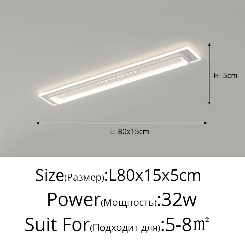 Modern white rectangular decorbites led chandelier with slim profile and minimalist design for living room and bedroom lighting