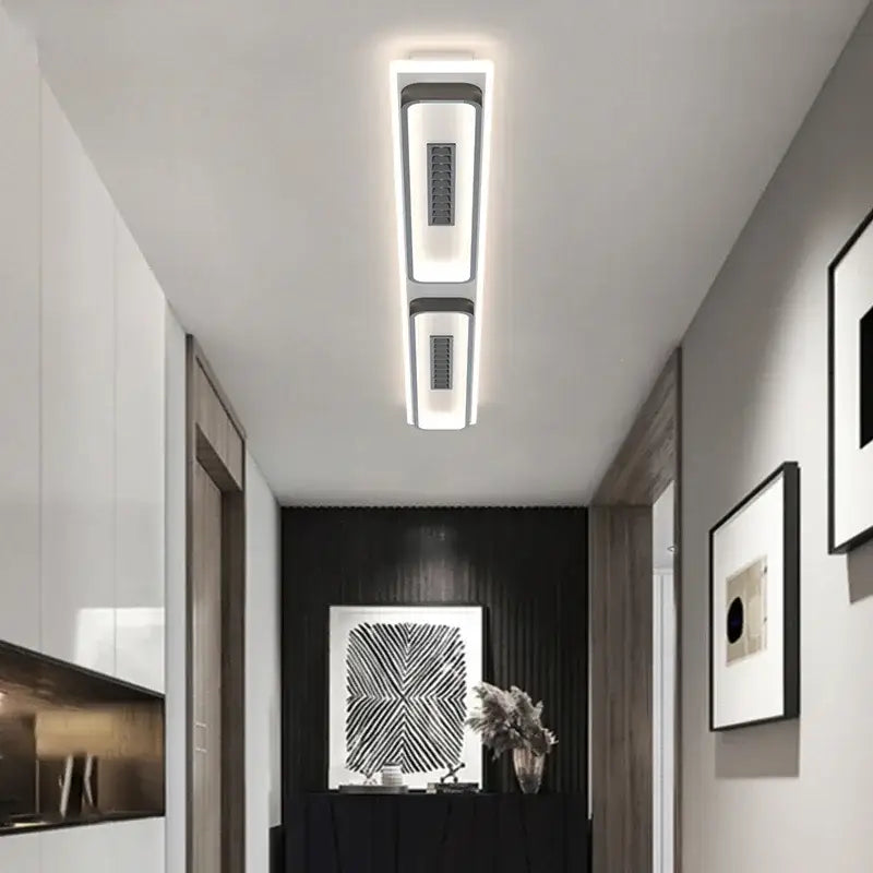 Modern rectangular decorbites led chandelier lights with remote dimming black and white design for living rooms and bedrooms
