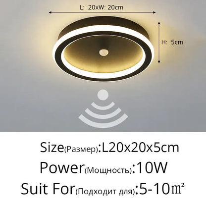 Modern circular decorbites led chandelier with black and gold finish featuring warm white led ring and pir motion sensor