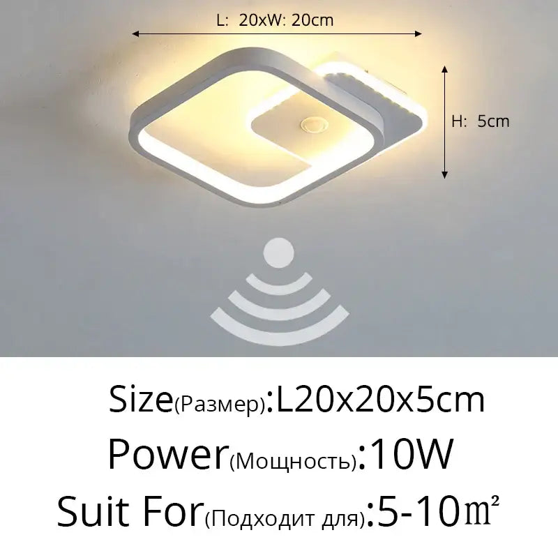 Modern white decorbites led chandelier with sleek square design and integrated pir motion sensor for indoor lighting