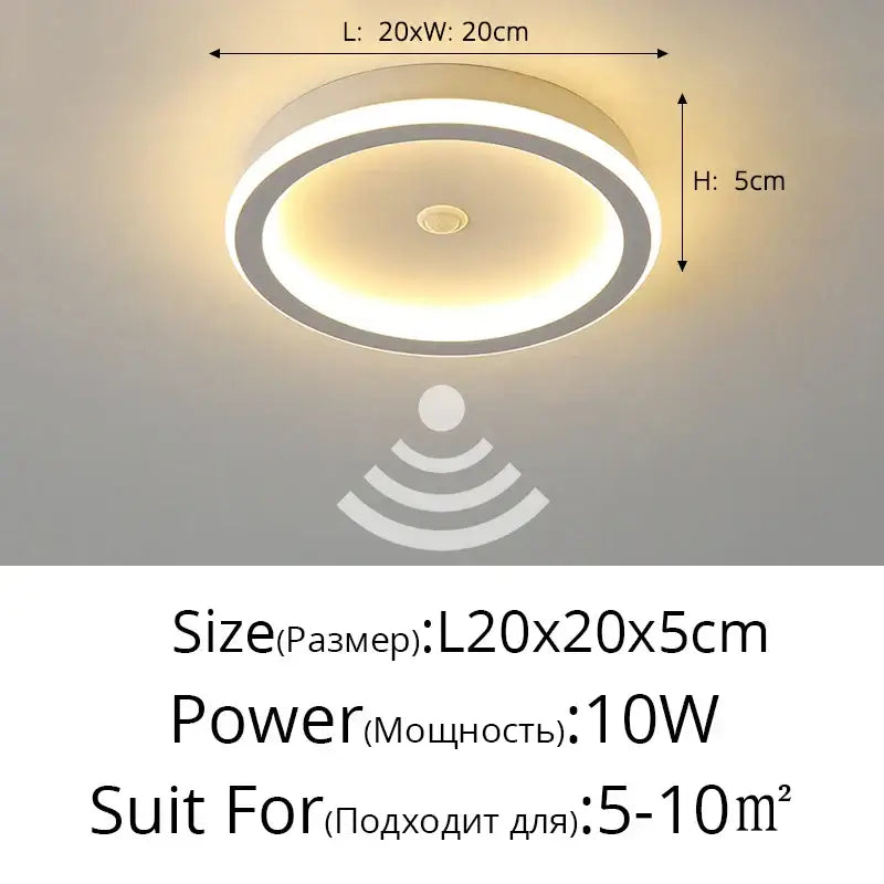 Modern circular decorbites led chandelier with white and beige design featuring warm LED chandelier lights and PIR motion sensor