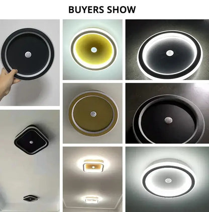 Modern black and white decorbites led chandelier lights with a circular design and illuminated ring for indoor use