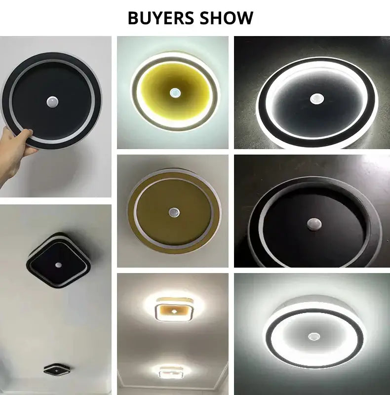 Modern black and white decorbites led chandelier lights with a circular design and illuminated ring for indoor use