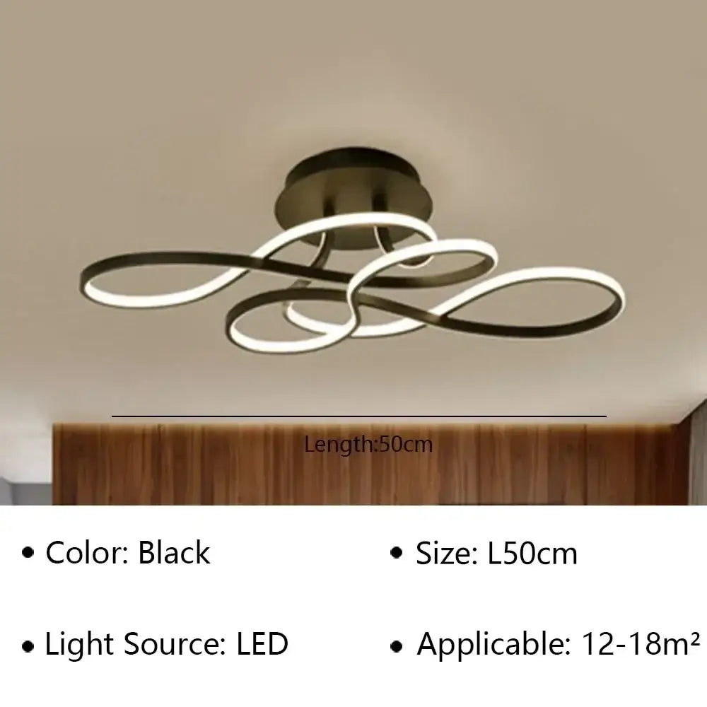 Black DecorBites™ LED chandelier modern ceiling lamp with elegant intertwined loop design for living and dining rooms