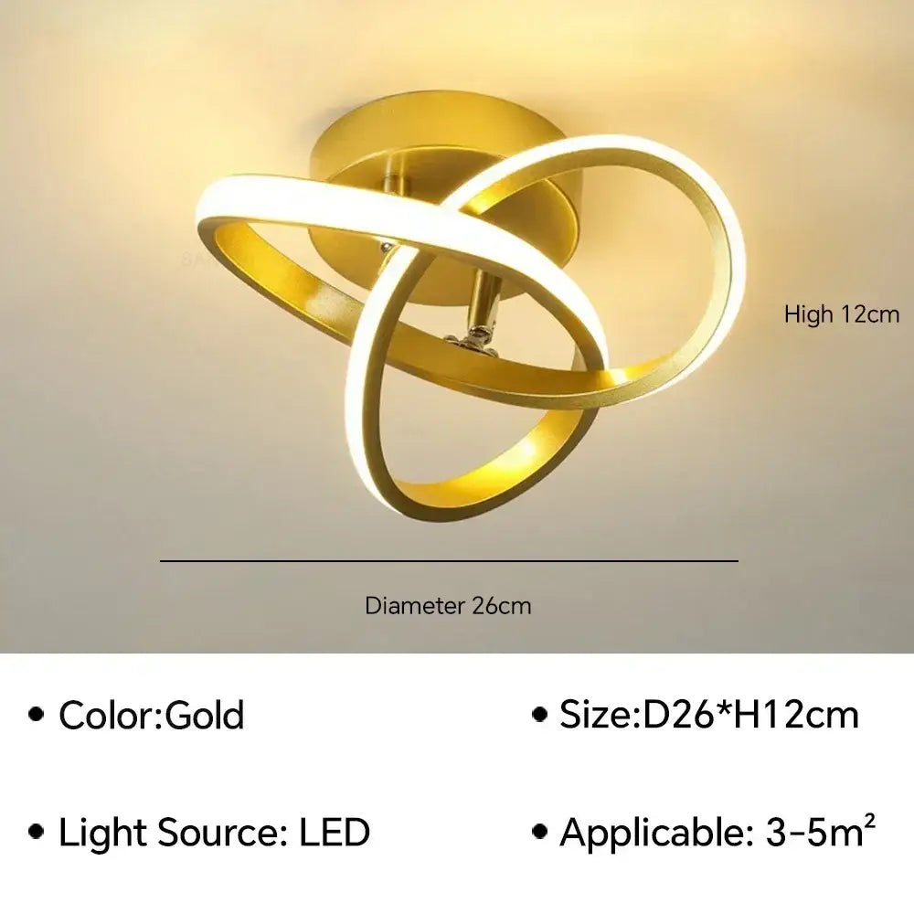 DecorBites™ gold-colored LED chandelier with three interlocking rings modern ceiling lamp for living and dining rooms