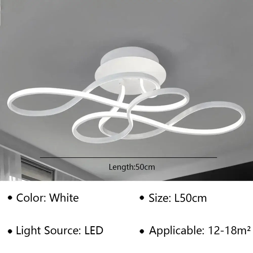 Decorbites™ white led ceiling lamp with elegant intertwined loop design modern ceiling lamp for living room lighting