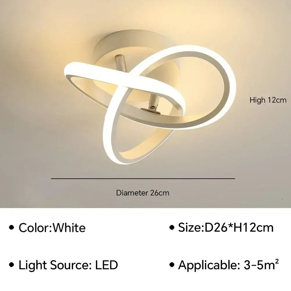 White led ceiling lamp with modern intertwined circular design for living dining and bedroom by decorbites