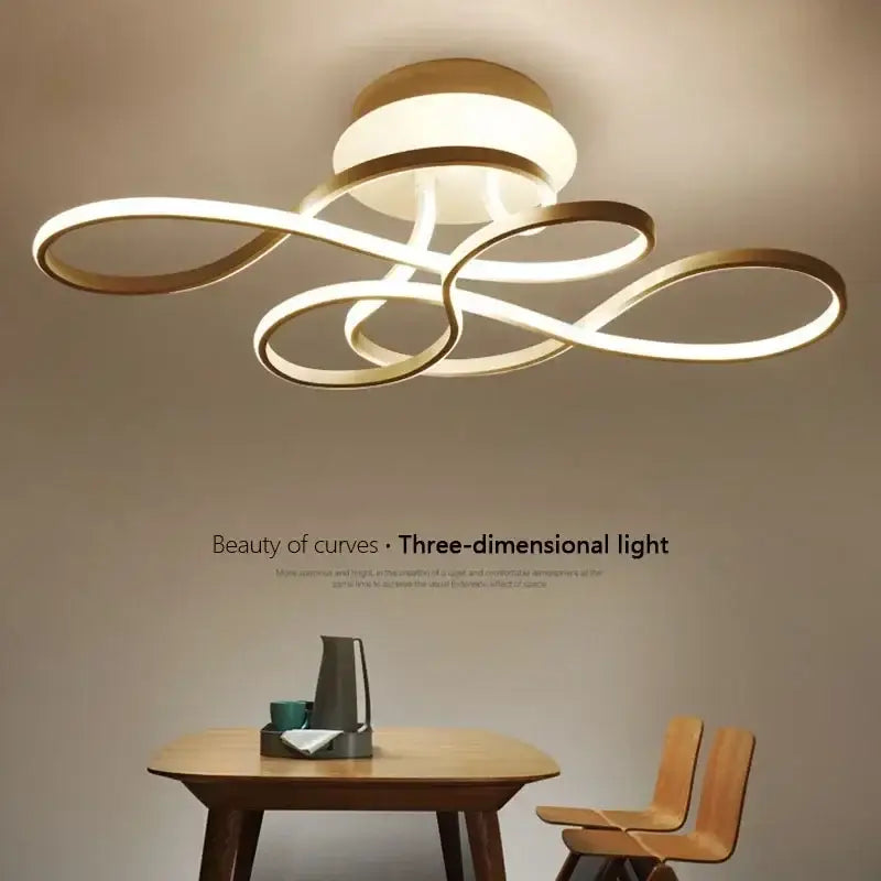 DecorBites™ modern ceiling lamp with gold finish and elegant infinity loop design for living dining and bedroom lighting