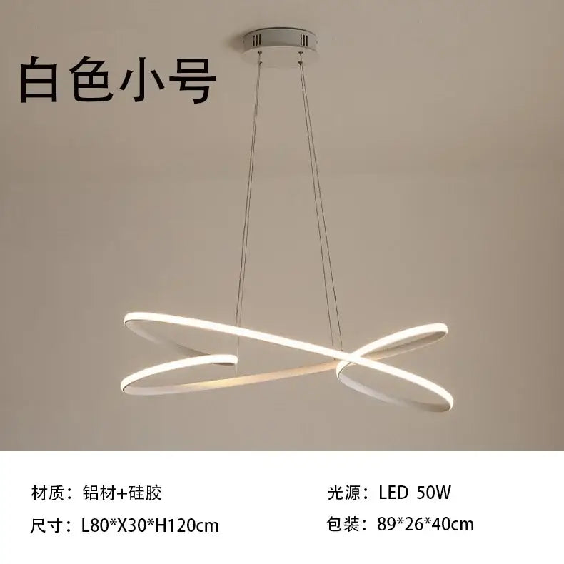 Modern white decorbites led chandelier with sleek aluminum silicone construction and intertwined ring design for indoor use