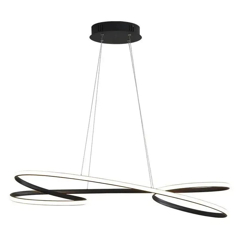 Modern black and white decorbites led chandelier with sleek intersecting rings for indoor home and hotel decor
