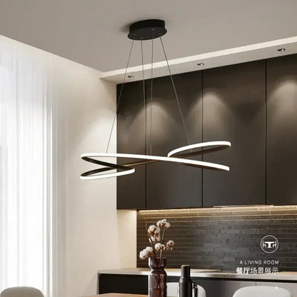 Modern black and white decorbites led chandelier with sleek intertwined circular design for indoor use