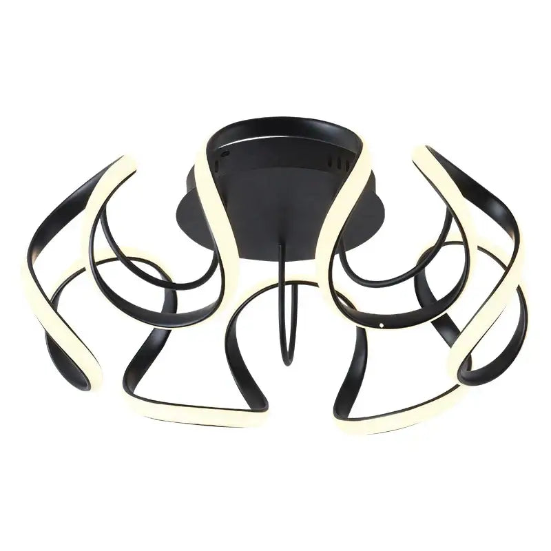 Modern black and cream led chandelier by decorbites with sleek curved arm design for indoor living spaces