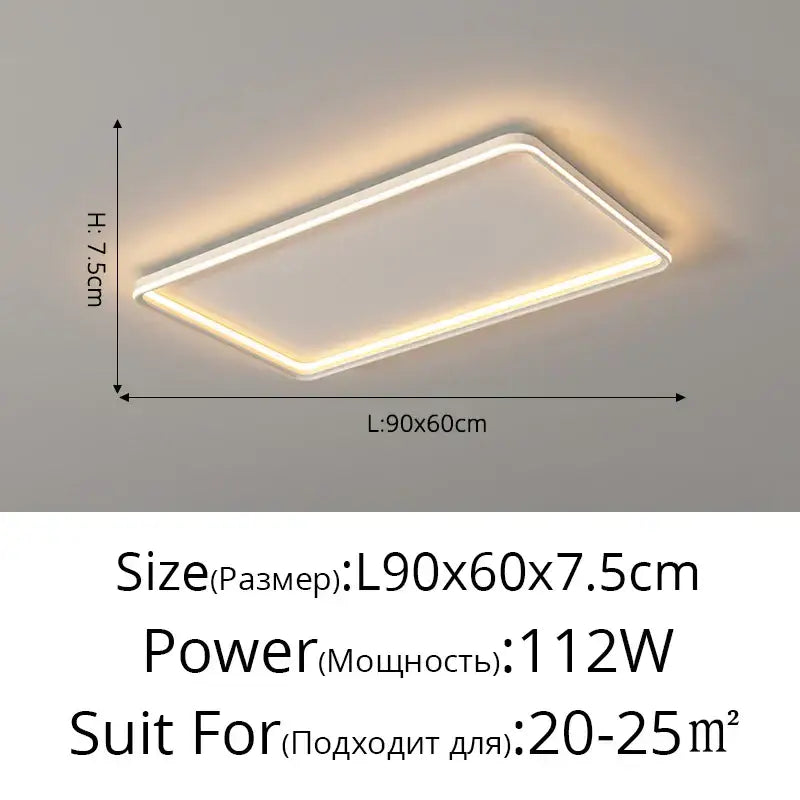 Modern rectangular decorbites led chandelier with sleek white frame and warm ambient glow for indoor spaces