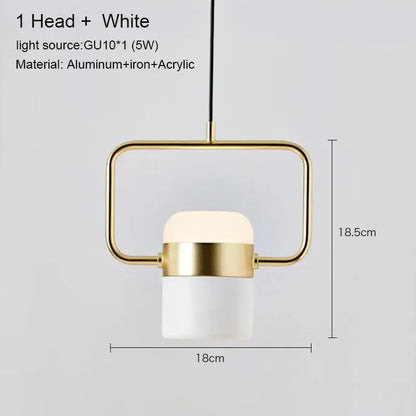 Modern minimalist decorbites led chandelier pendant lamp with gold-tone frame white acrylic diffuser for dining room cafe bar