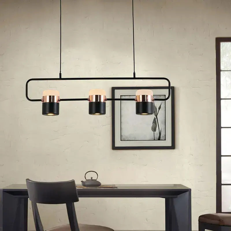 Black and rose gold modern pendant light with three cylindrical shades for decorbites led chandelier use