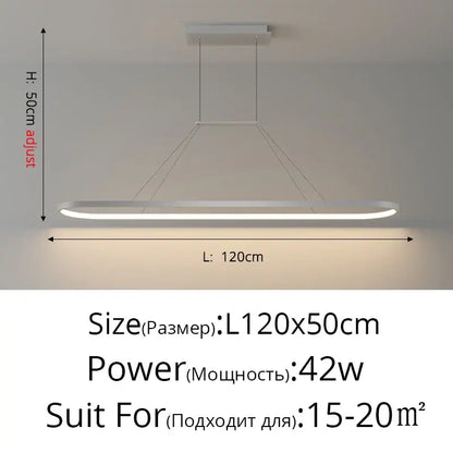 Modern minimalist DecorBites LED chandelier pendant light with sleek elongated rectangular white finish for living spaces