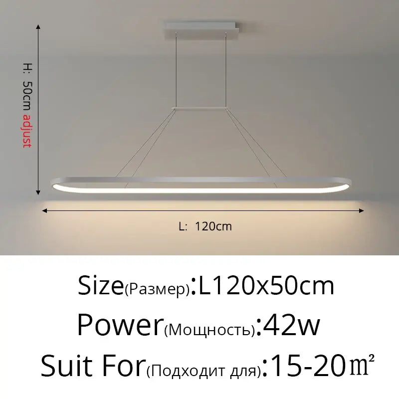 Modern minimalist DecorBites LED chandelier pendant light with sleek elongated rectangular white finish for living spaces