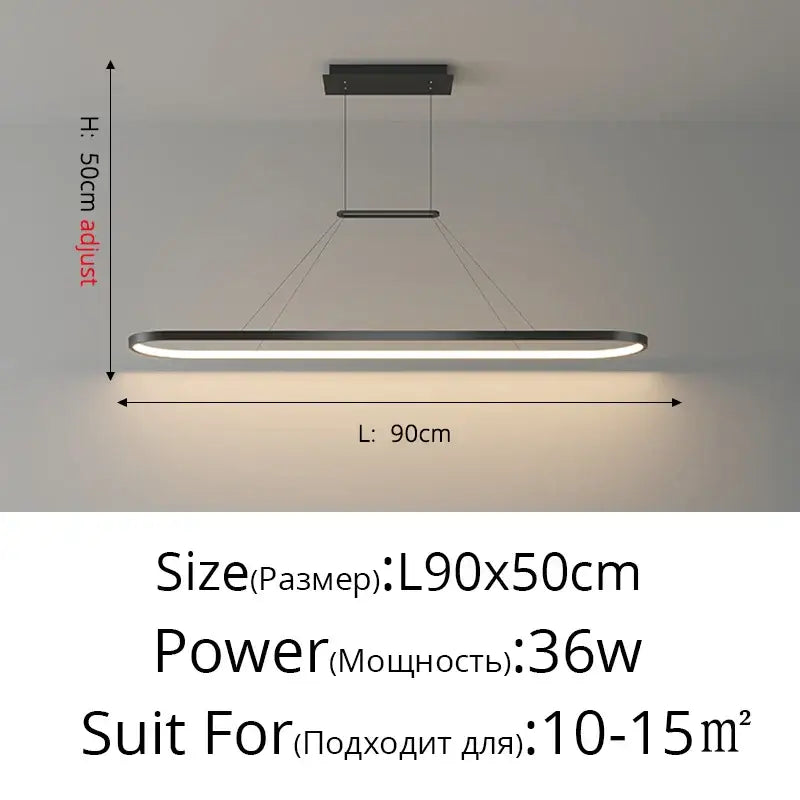 Modern minimalist decorbites led chandelier pendant light with black rectangular frame and soft white illumination