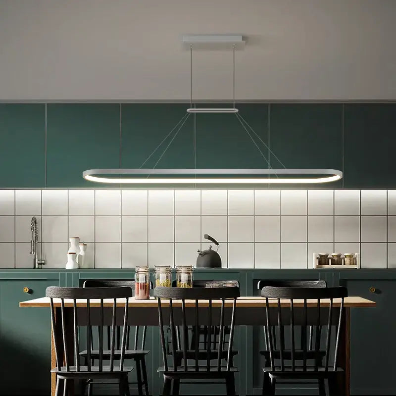 Modern minimalist decorbites led chandelier pendant light with sleek white rectangular design for kitchen and living room