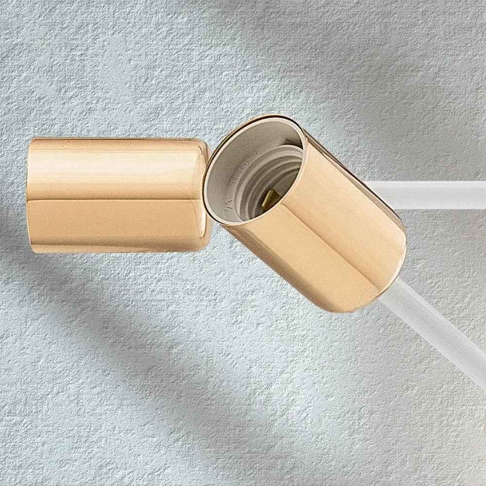 Gold-colored cylindrical lamp socket with smooth metallic finish for decorbites led chandelier pendant light for bedroom dining room