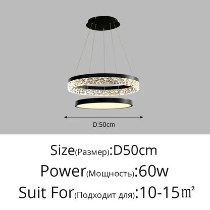 Modern black circular pendant light with sparkling crystal ring and warm led illumination by decorbites led chandelier