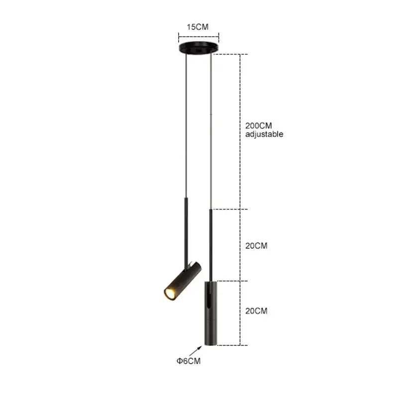 DecorBites™ black cylindrical chandelier pendant lighting with adjustable height and modern design for home and dining rooms
