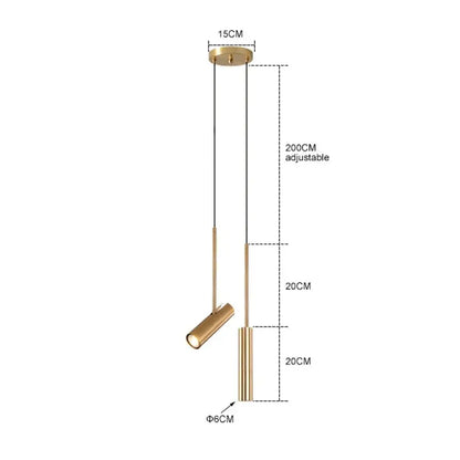 Decorbites™ gold-finished cylindrical chandelier pendant lighting with adjustable height for dining room and bar