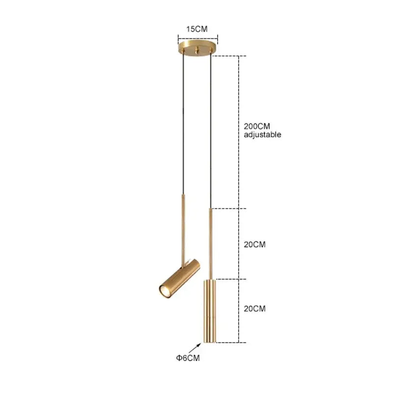 Decorbites™ gold-finished cylindrical chandelier pendant lighting with adjustable height for dining room and bar