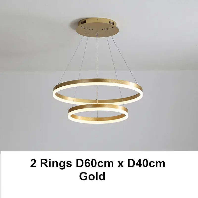 Decorbites led chandelier coffee gold pendant light with two concentric led chandelier rings and minimalist design