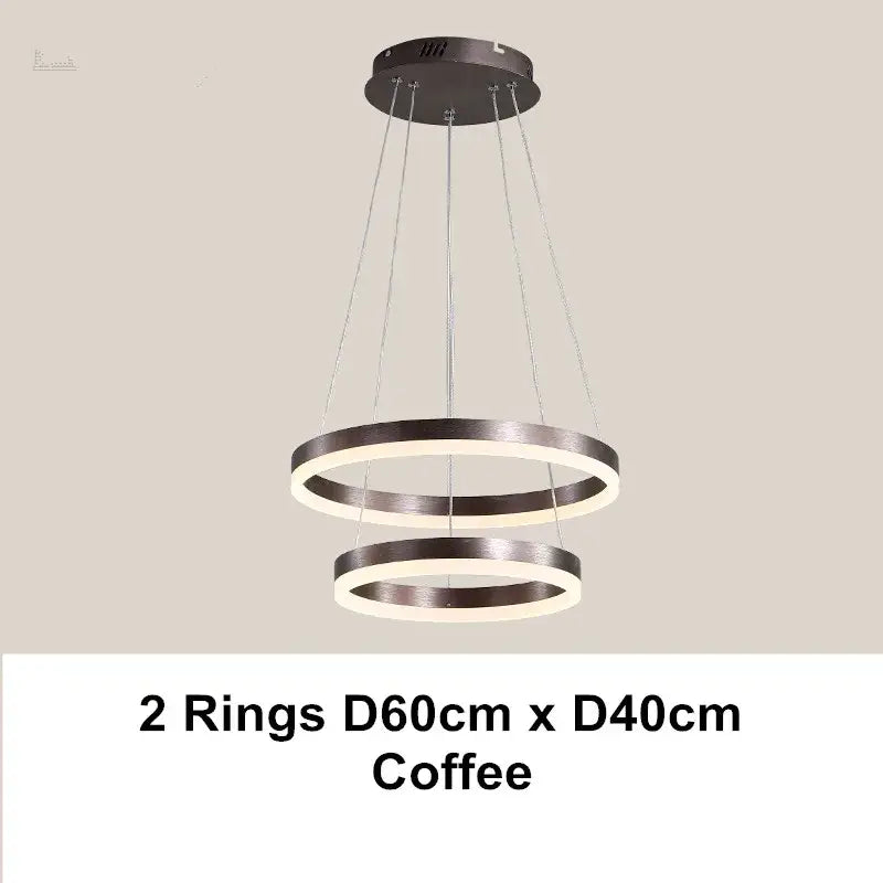 Modern coffee-colored decorbites led chandelier pendant light with metallic finish and integrated led chandelier rings