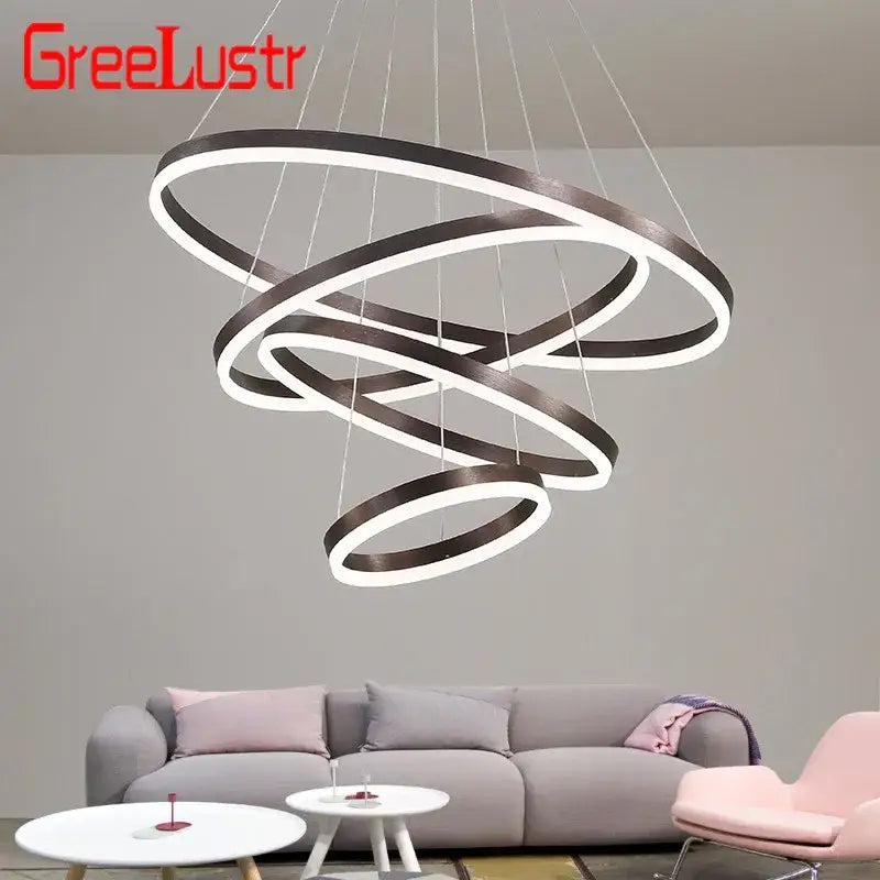 Modern black and white spiral decorbites led chandelier pendant light with sleek minimalist design and dimmable led chandelier rings