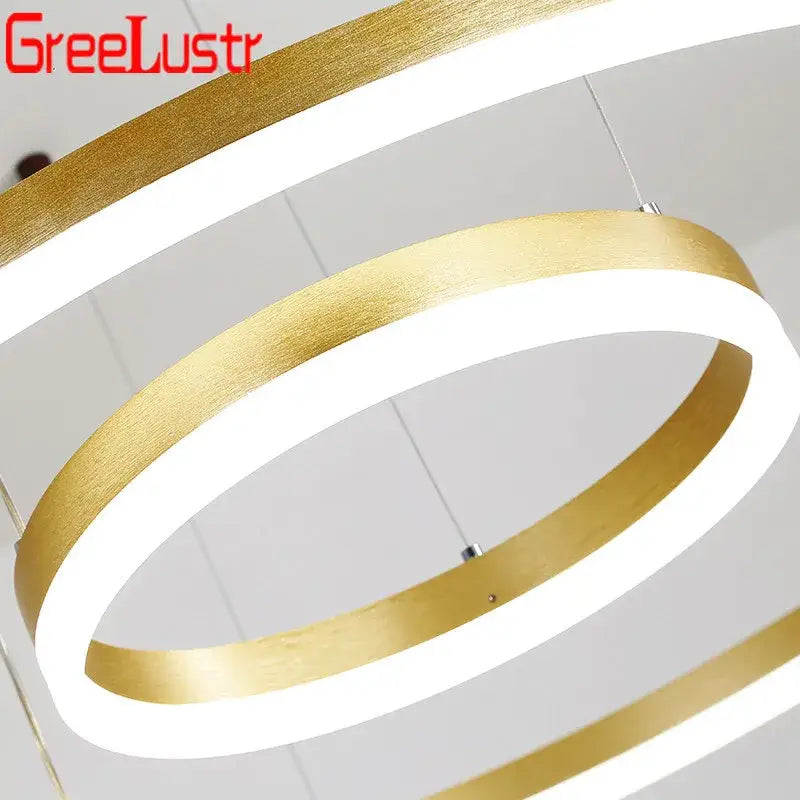 Gold-finished decorbites led chandelier rings pendant light with modern minimalist design dimmable ceiling lamp