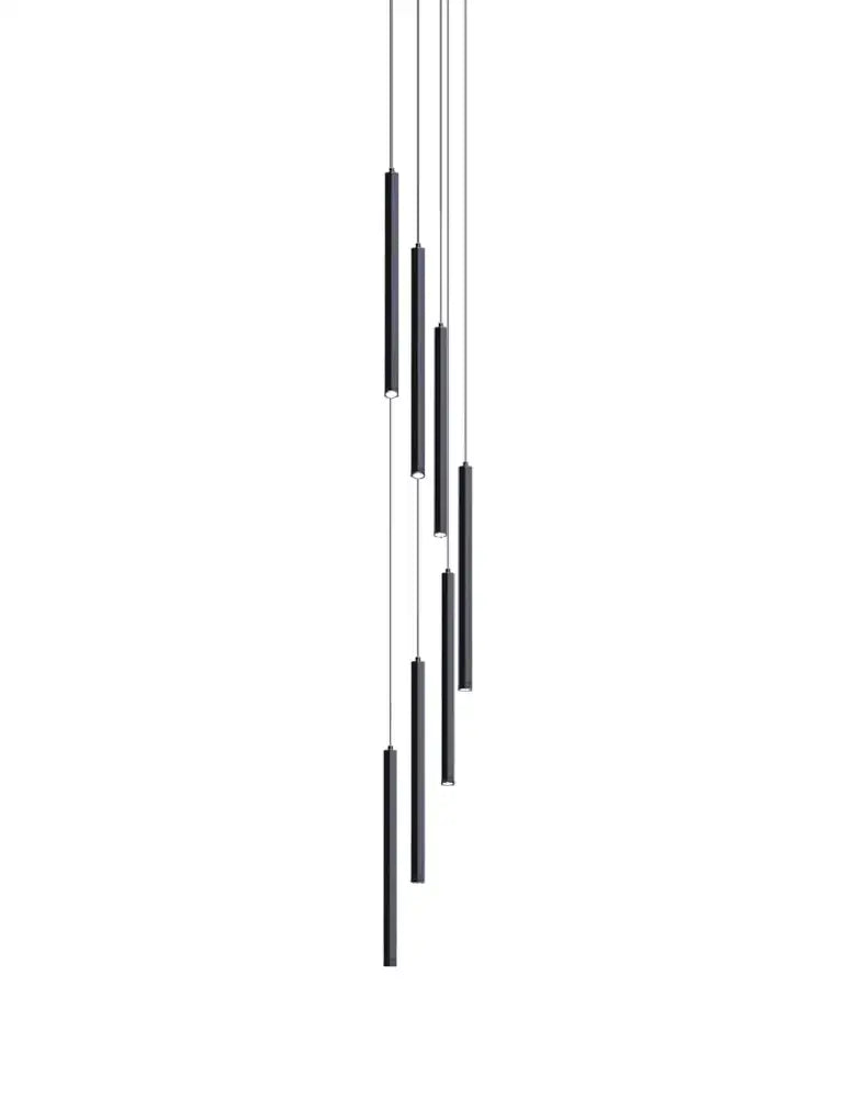 Modern black cylindrical decorbites led chandelier stairs pendant with sleek minimalist design for hotel lobby decor