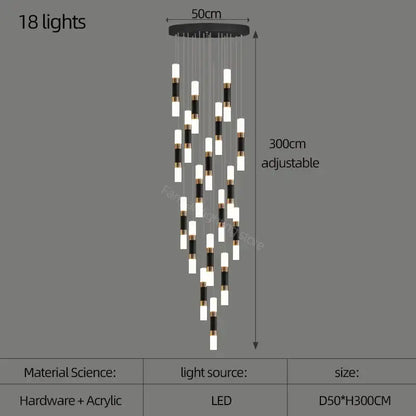 Black and white acrylic decorbites led chandelier with 18 led lights perfect as chandelier stairway lamp lighting