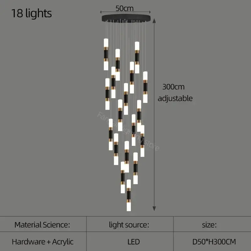 Black and white acrylic decorbites led chandelier with 18 led lights perfect as chandelier stairway lamp lighting