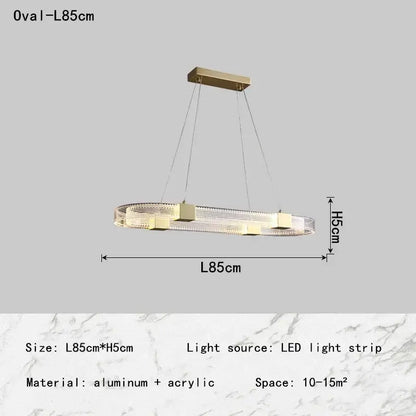 Modern oval-shaped decorbites led chandelier with gold aluminum frame and acrylic lampshade for living room lighting