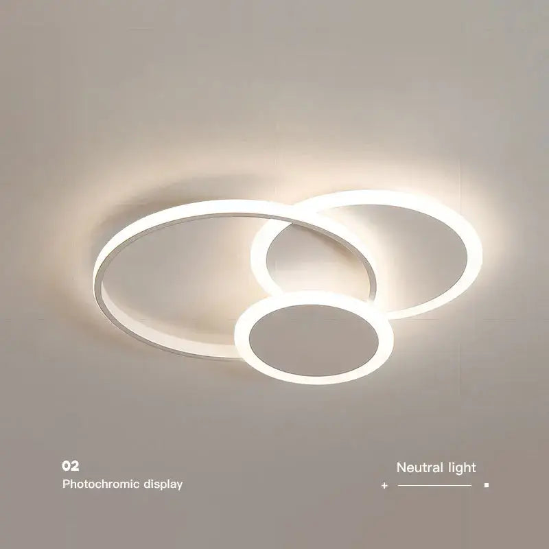 Modern white decorbites led chandelier with three interlocking circular rings for living room and bedroom lighting