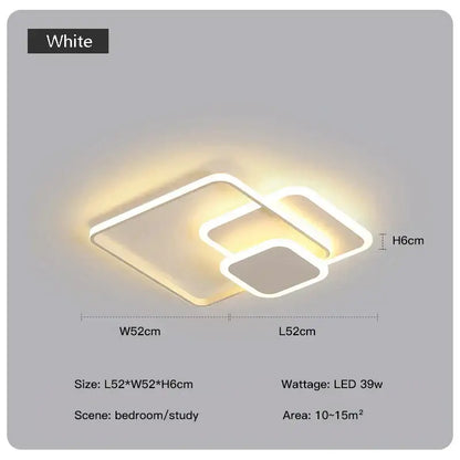 Decorbites led chandelier modern white led ceiling lamp with layered rectangular design for living room and bedroom